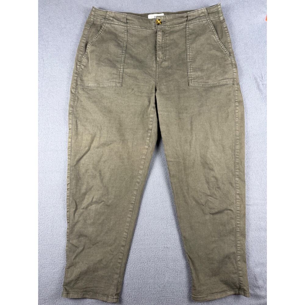 BKE Pants Women 33 Military Green Patch Pockets Straight Leg Stretch Casual
